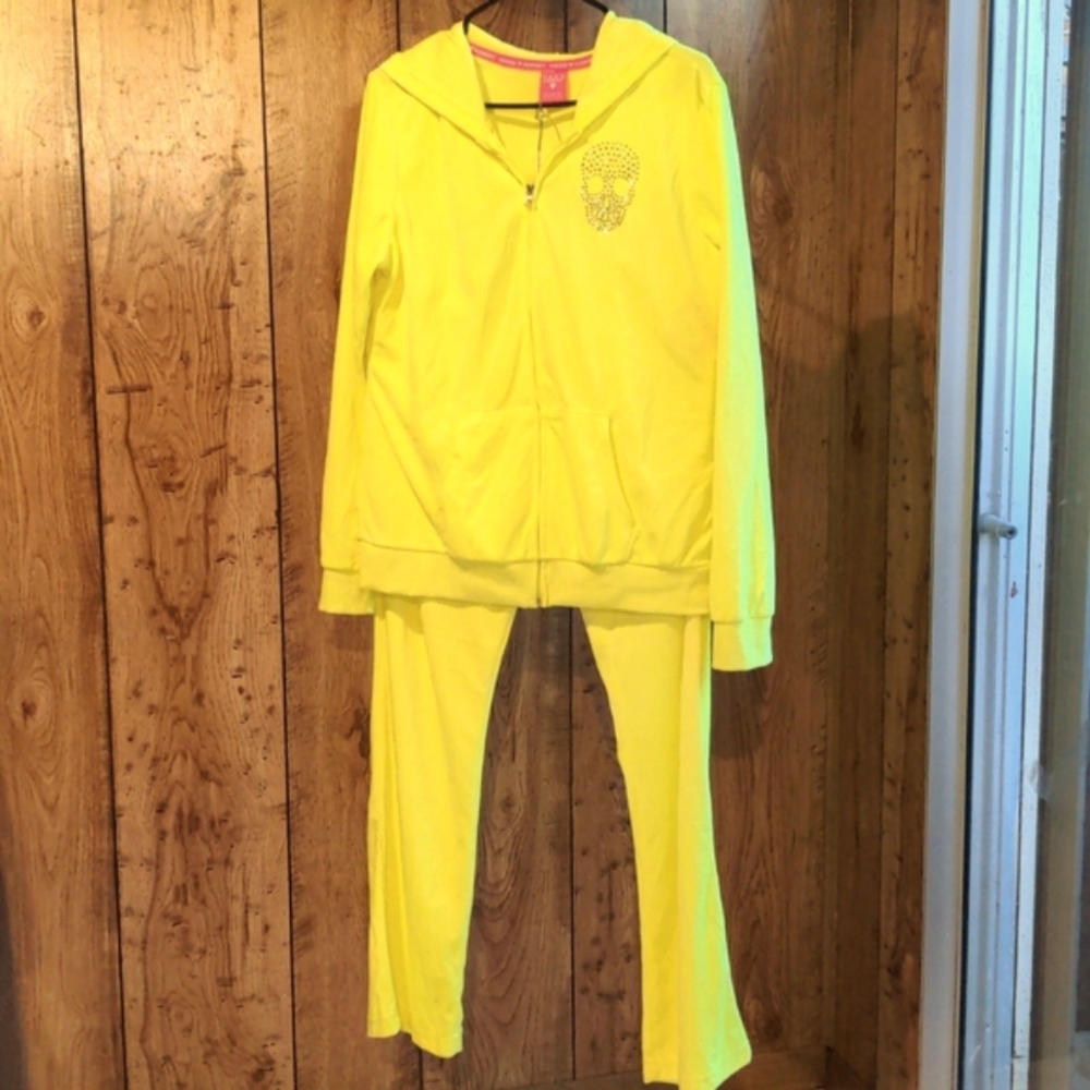 Hard Candy Neon Yellow Track Suit Lounge Wear